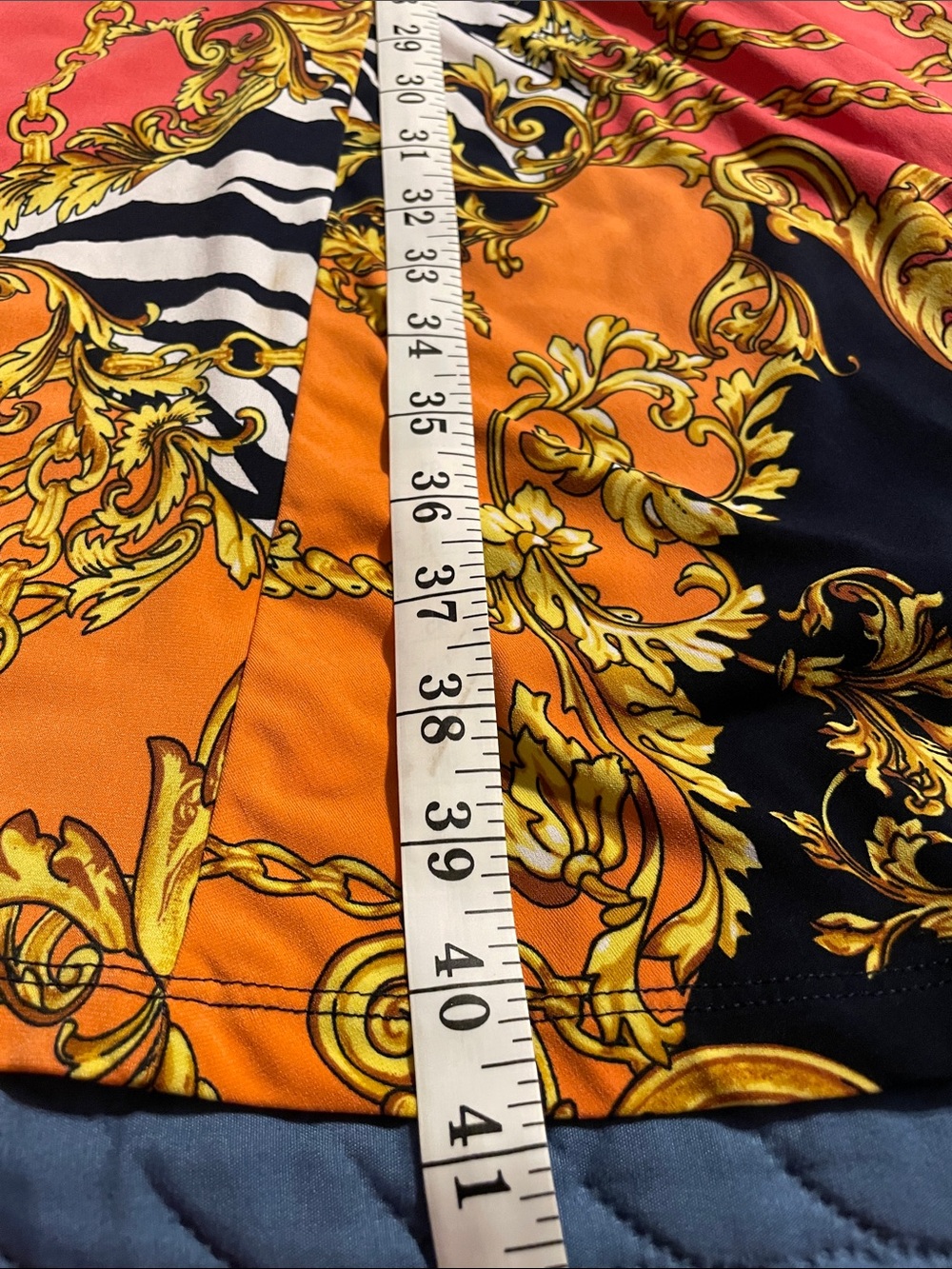 Susan Graver Orange & Black Chain-Print V-Neck Top - Picture 8 of 8